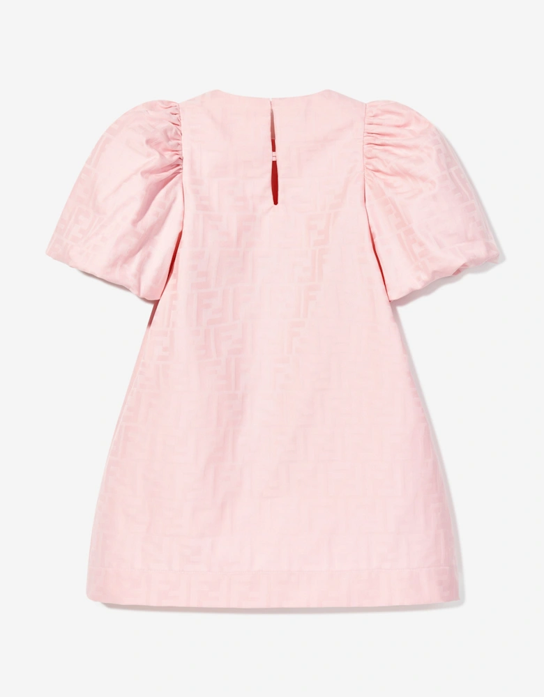 Girls Ruched Sleeve Dress in Pink