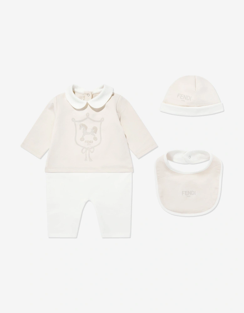 Baby Cotton Romper Set in Beige