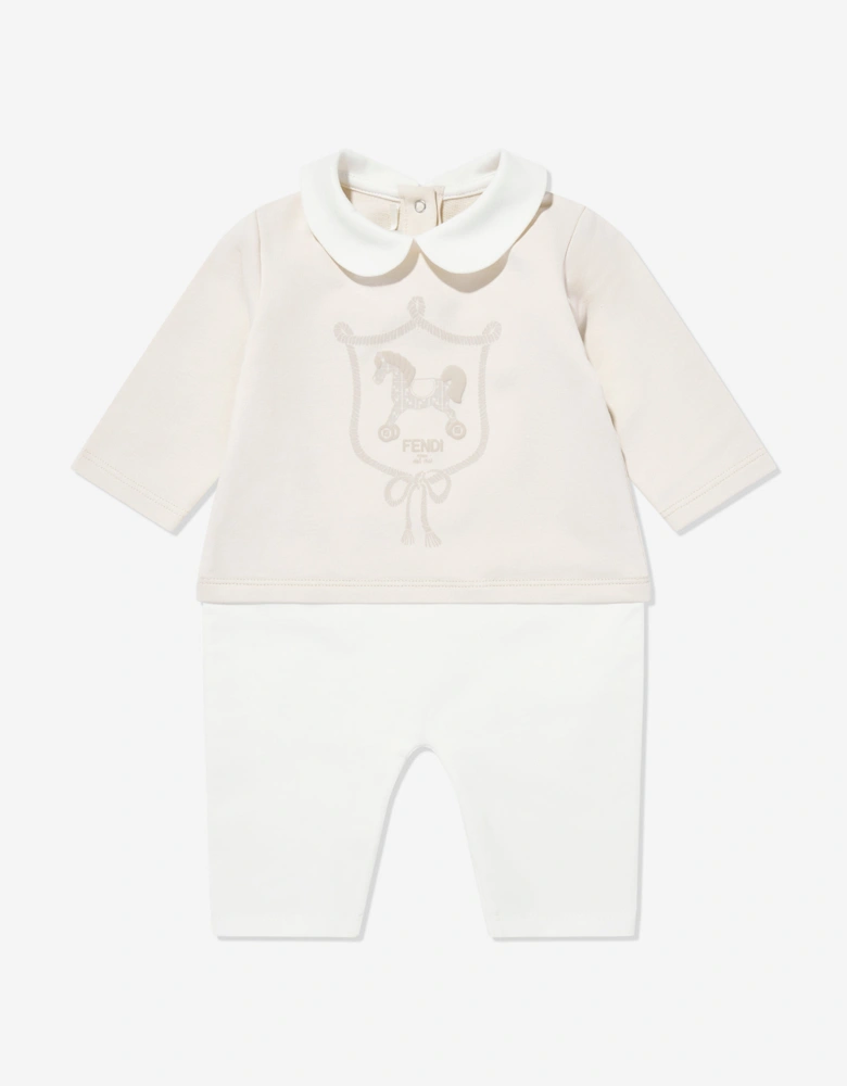 Baby Cotton Romper Set in Beige