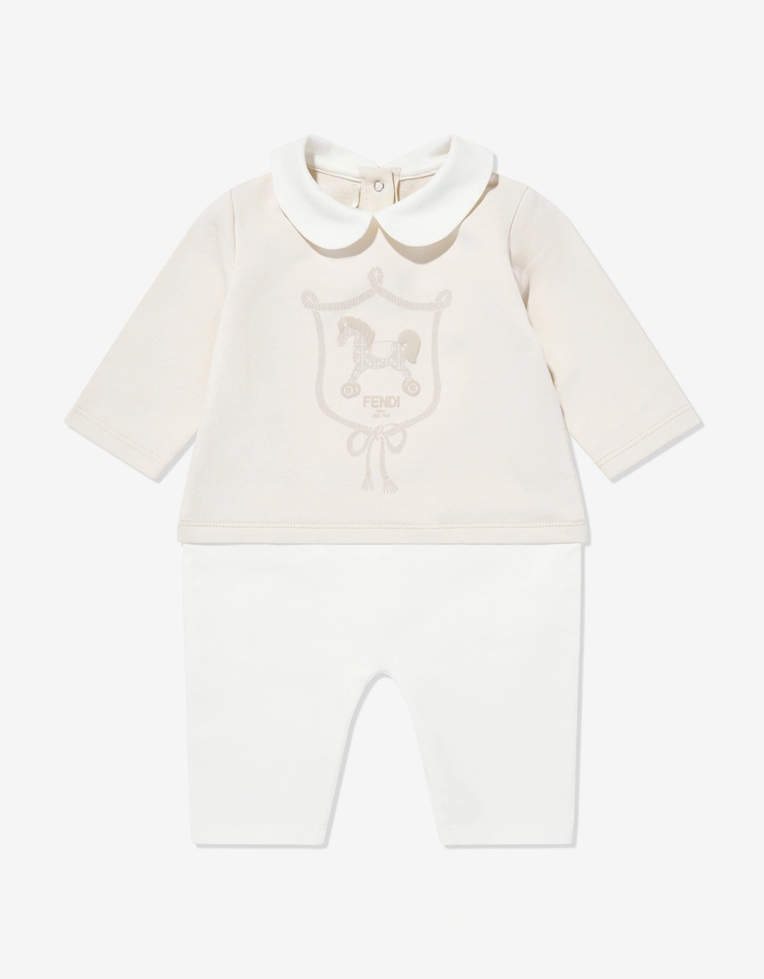 Baby Cotton Romper Set in Beige