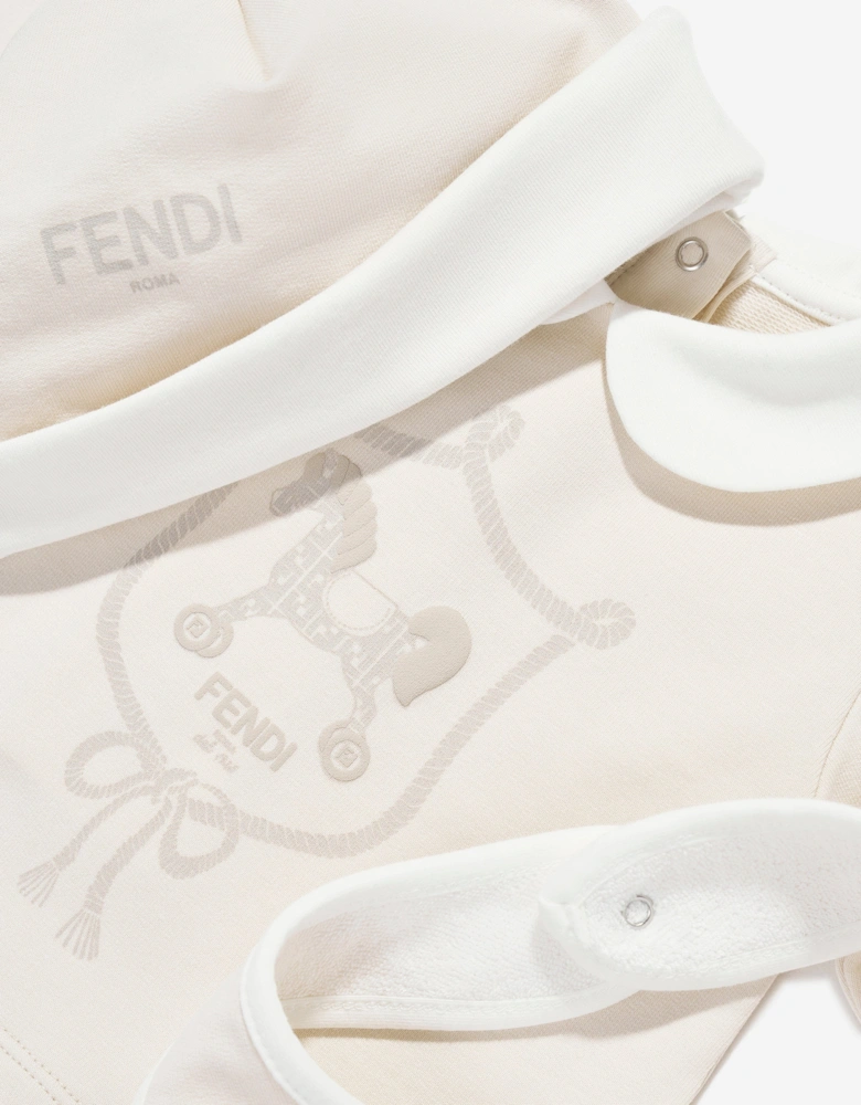 Baby Cotton Romper Set in Beige