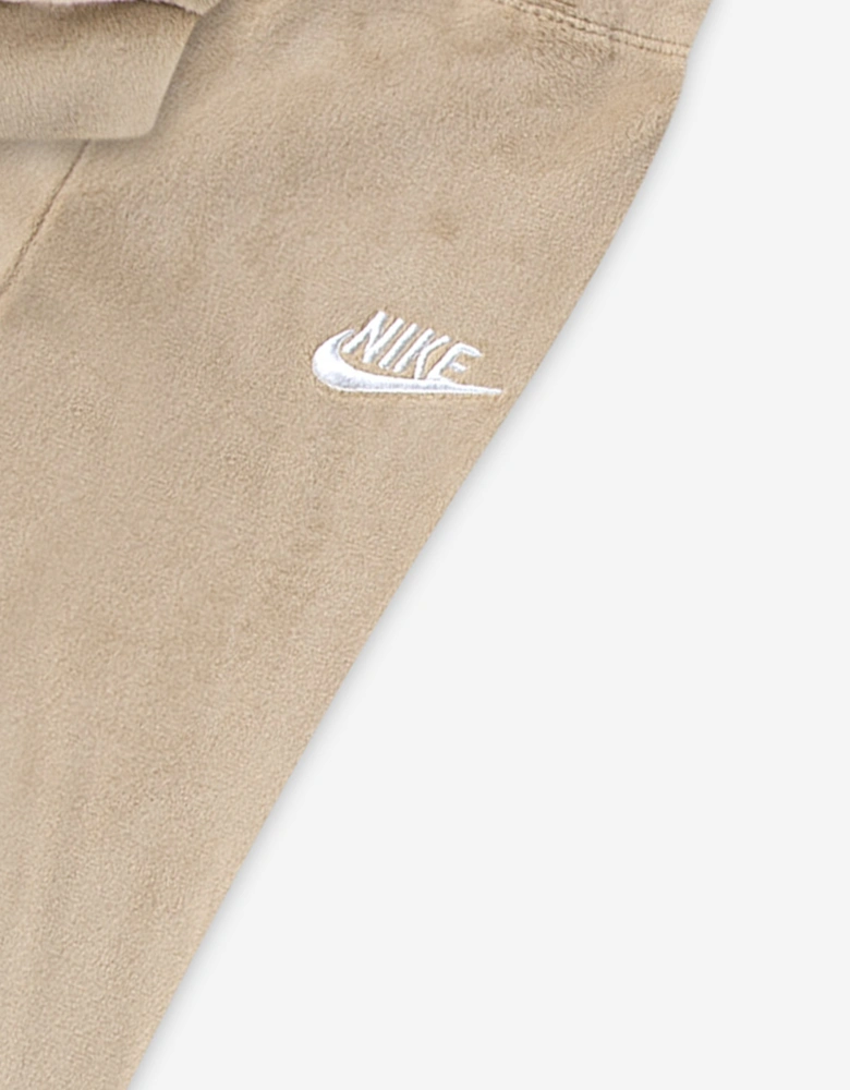 Girls Velour Flare Legging Set in Beige