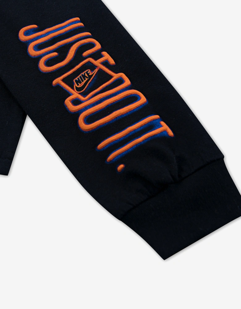 Boys Neon Box Futura Long Sleeve T-Shirt in Black