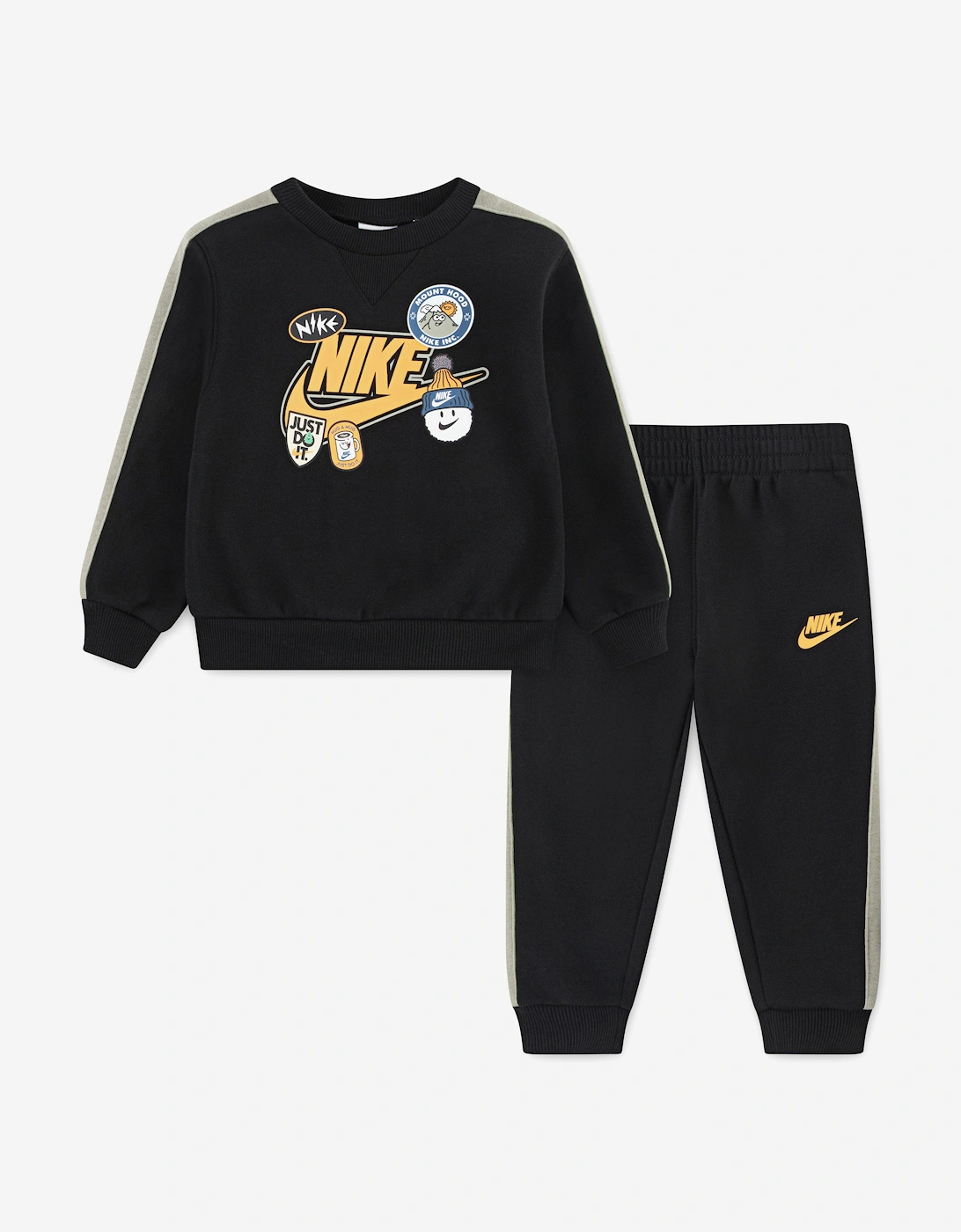 Kids Fleece Logo Tracksuit in Black, 6 of 5