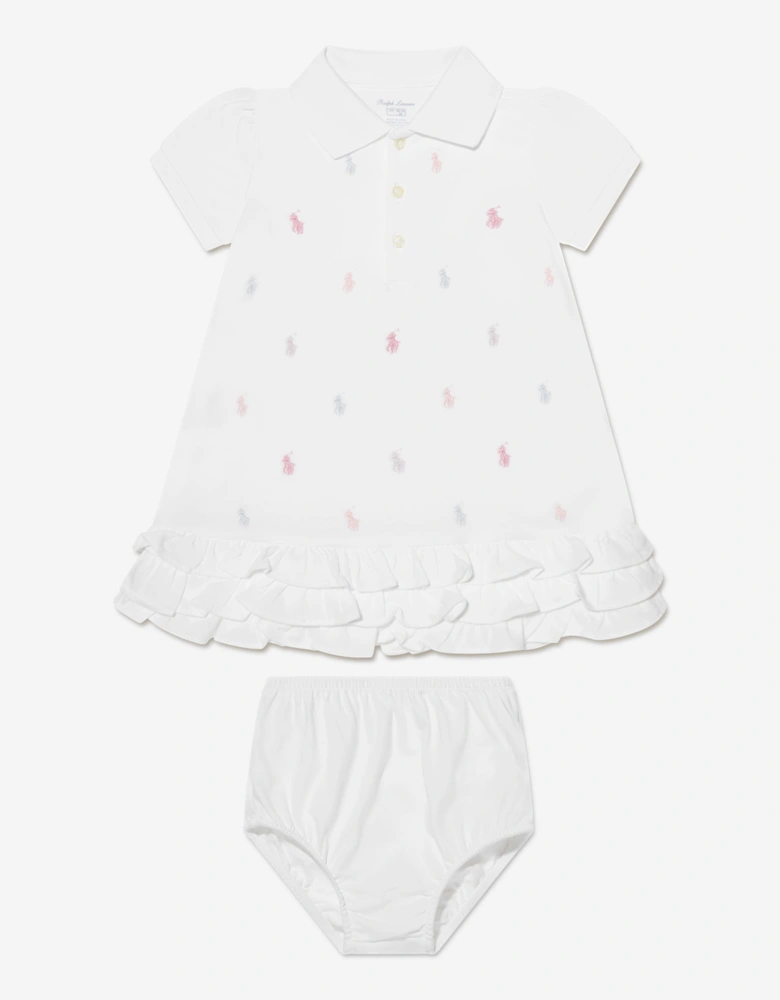 Baby Girls Schiffli Dress With Bloomers in White
