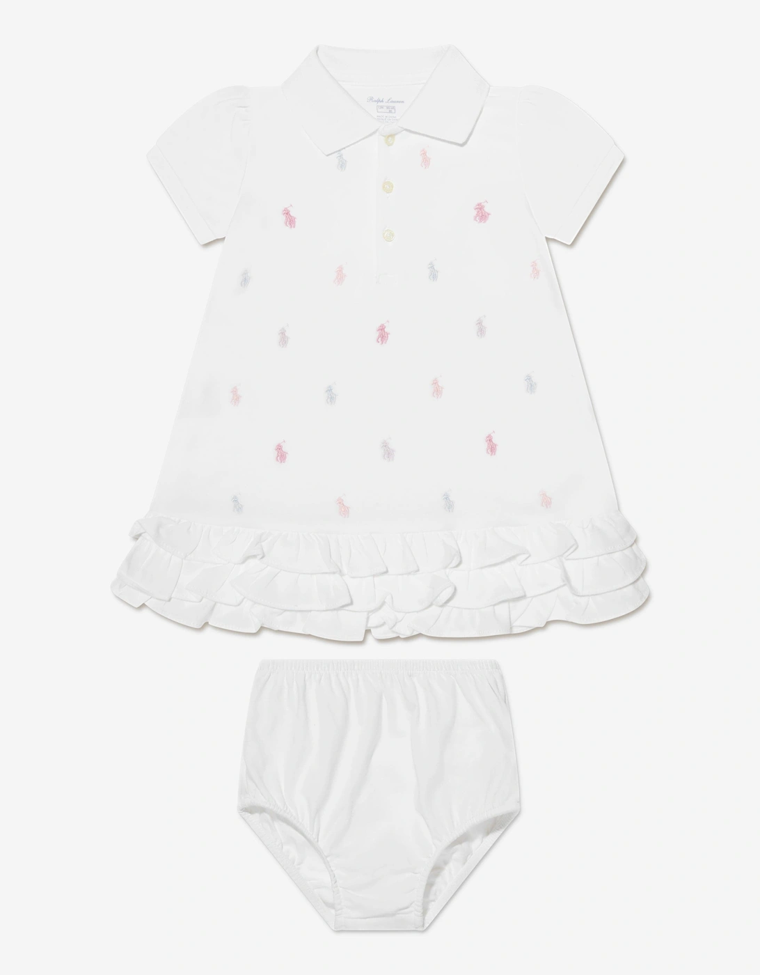 Baby Girls Schiffli Dress With Bloomers in White, 6 of 5