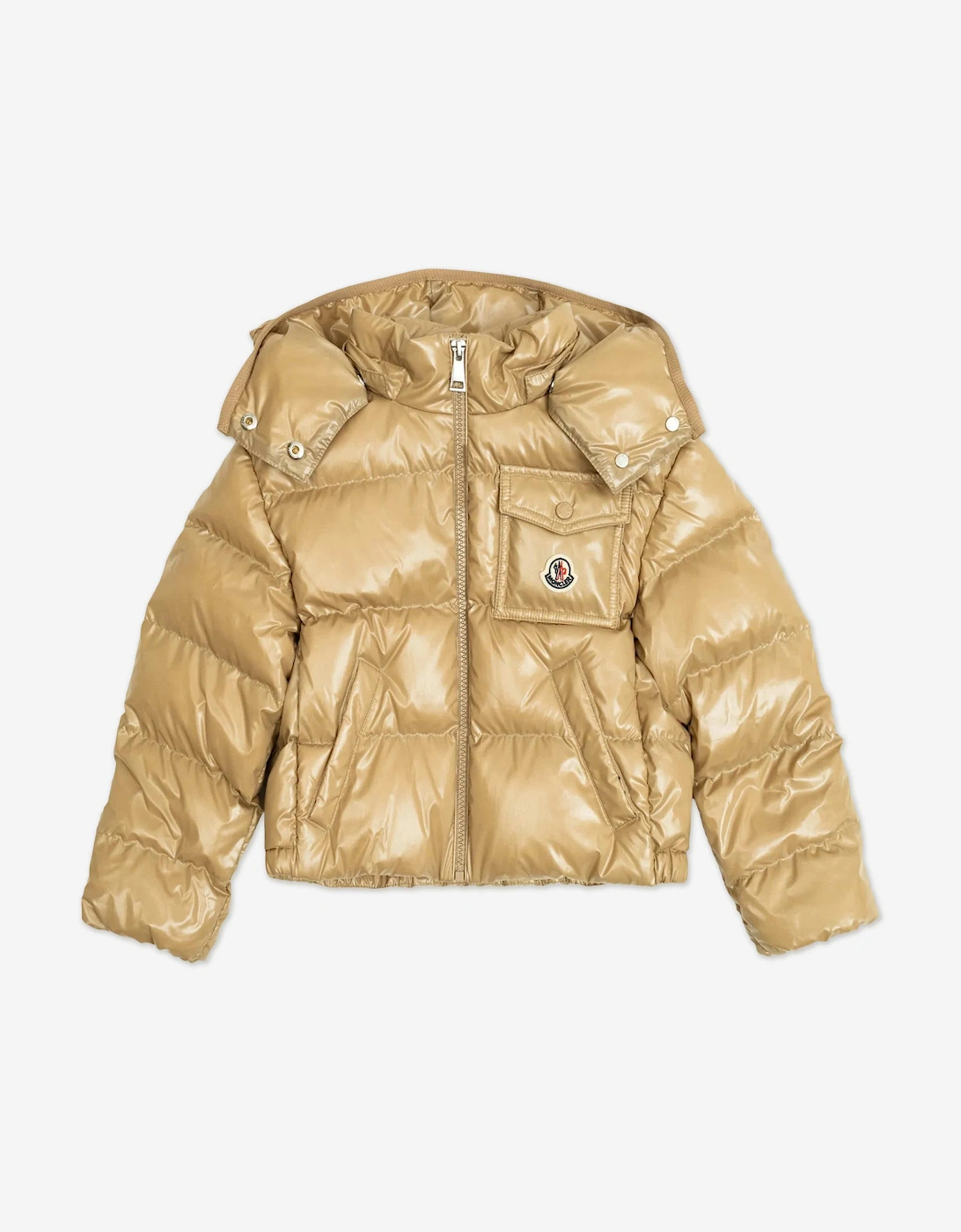 Moncler Girls Multi Enfant Down Padded Andro Jacket In Beige - Size: 4 Years Kids