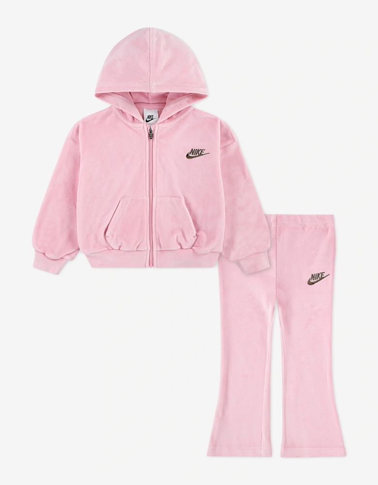 Baby Girls Velour Flare Legging Set in Pink