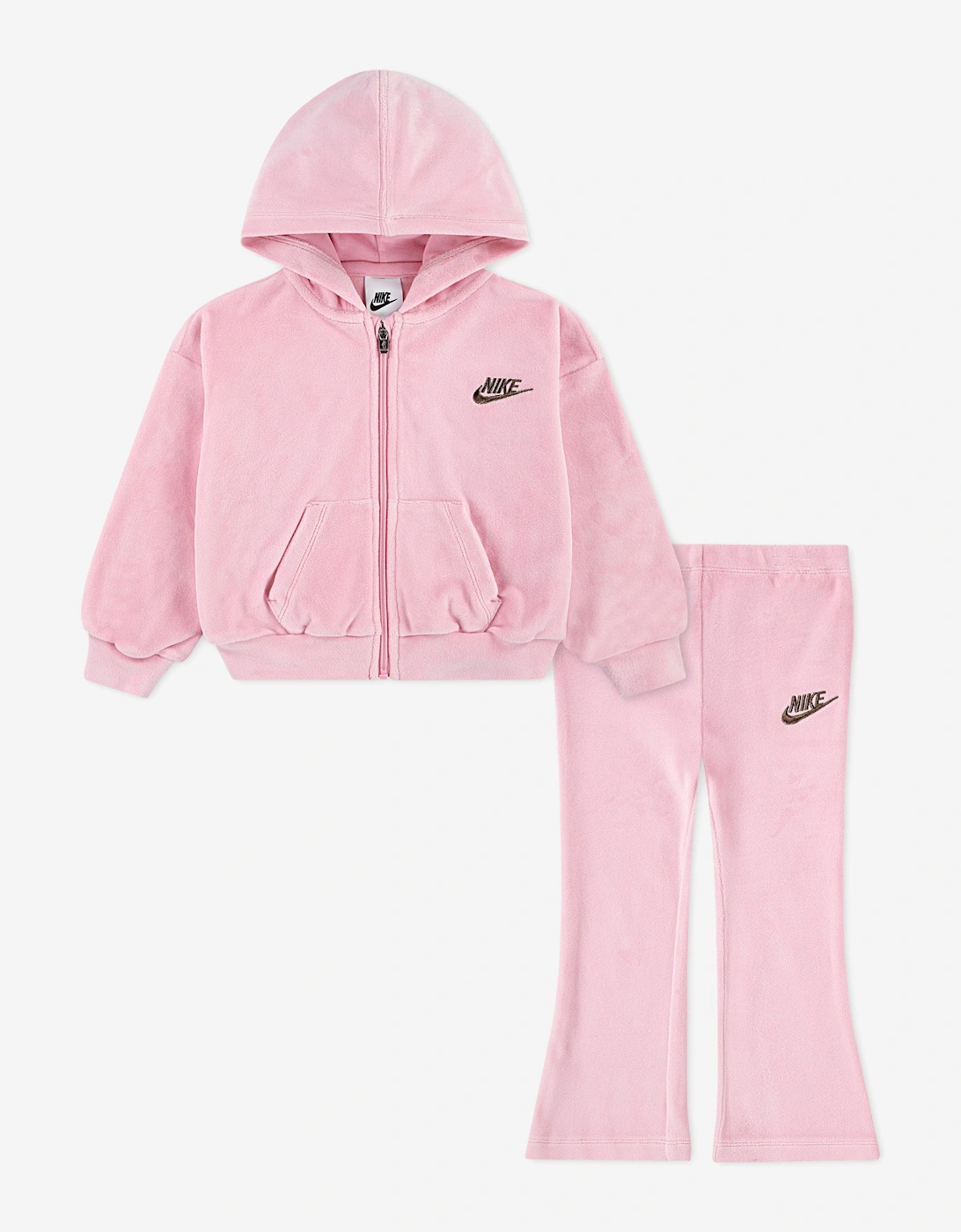 Baby Girls Velour Flare Legging Set in Pink, 5 of 4