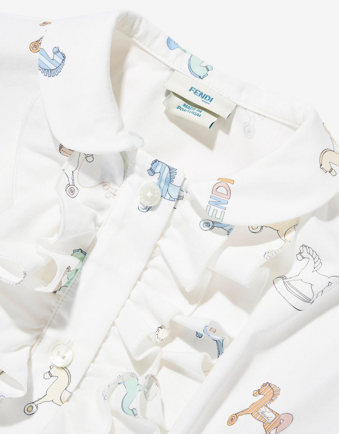 Baby Girls Toy Horse Shirt Dress in White