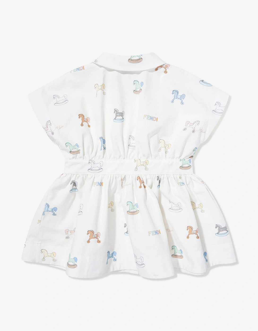 Baby Girls Toy Horse Shirt Dress in White