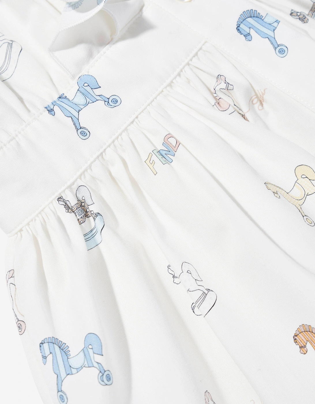 Baby Girls Toy Horse Shirt Dress in White