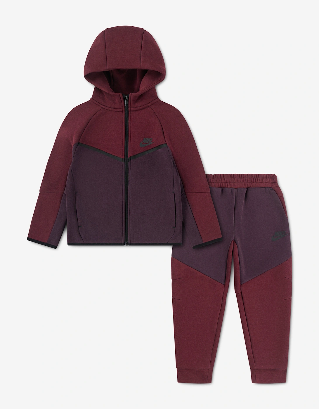 Nike Girls Red Nsw Tech Fleece Tracksuit In - Size: 2 Years/3 Years Kids