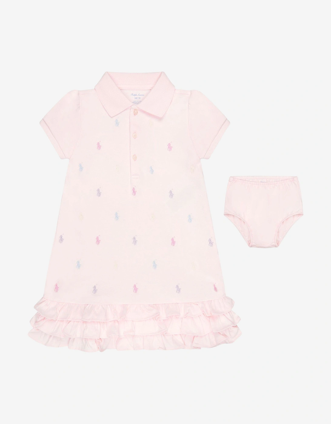 Ralph Lauren Girls Pink Baby  Baby Schiffli Dress  - Size 9-12 Months Kids