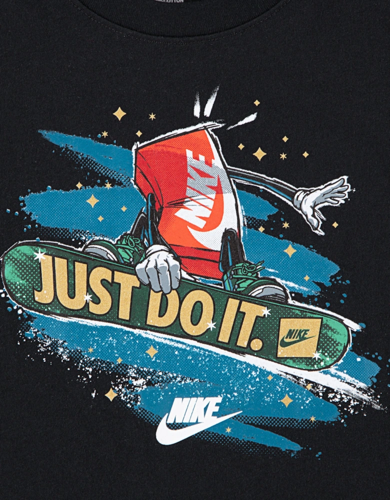 Boys Snowboard Boxy T-Shirt in Black