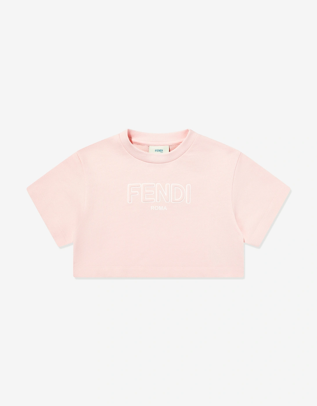 Fendi Girls Pink 'S Cropped Logo T-Shirt In  10 Years Size 10 Yrs Kids