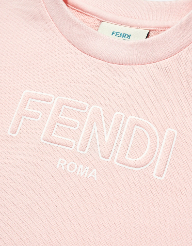 Girls Cropped Logo T-Shirt in Pink