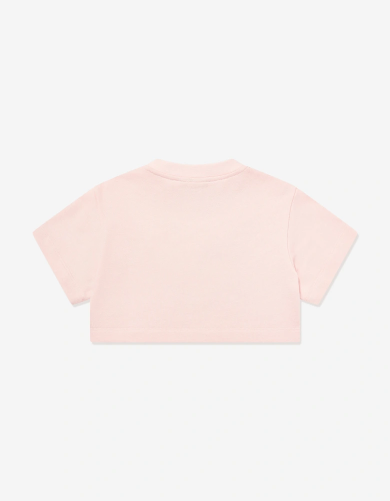 Girls Cropped Logo T-Shirt in Pink