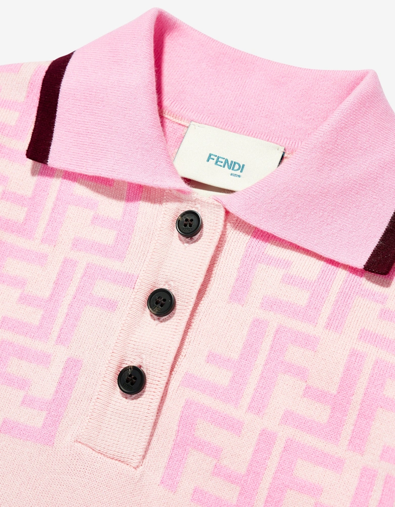 Girls FF Logo Polo Dress in Pink
