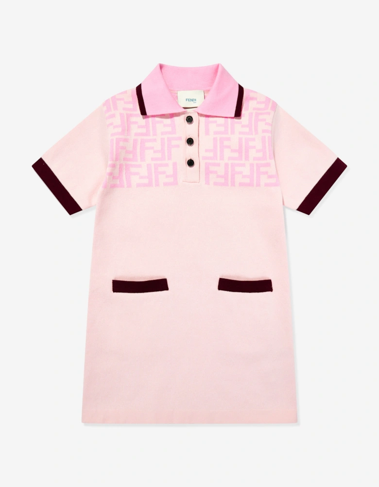 Girls FF Logo Polo Dress in Pink