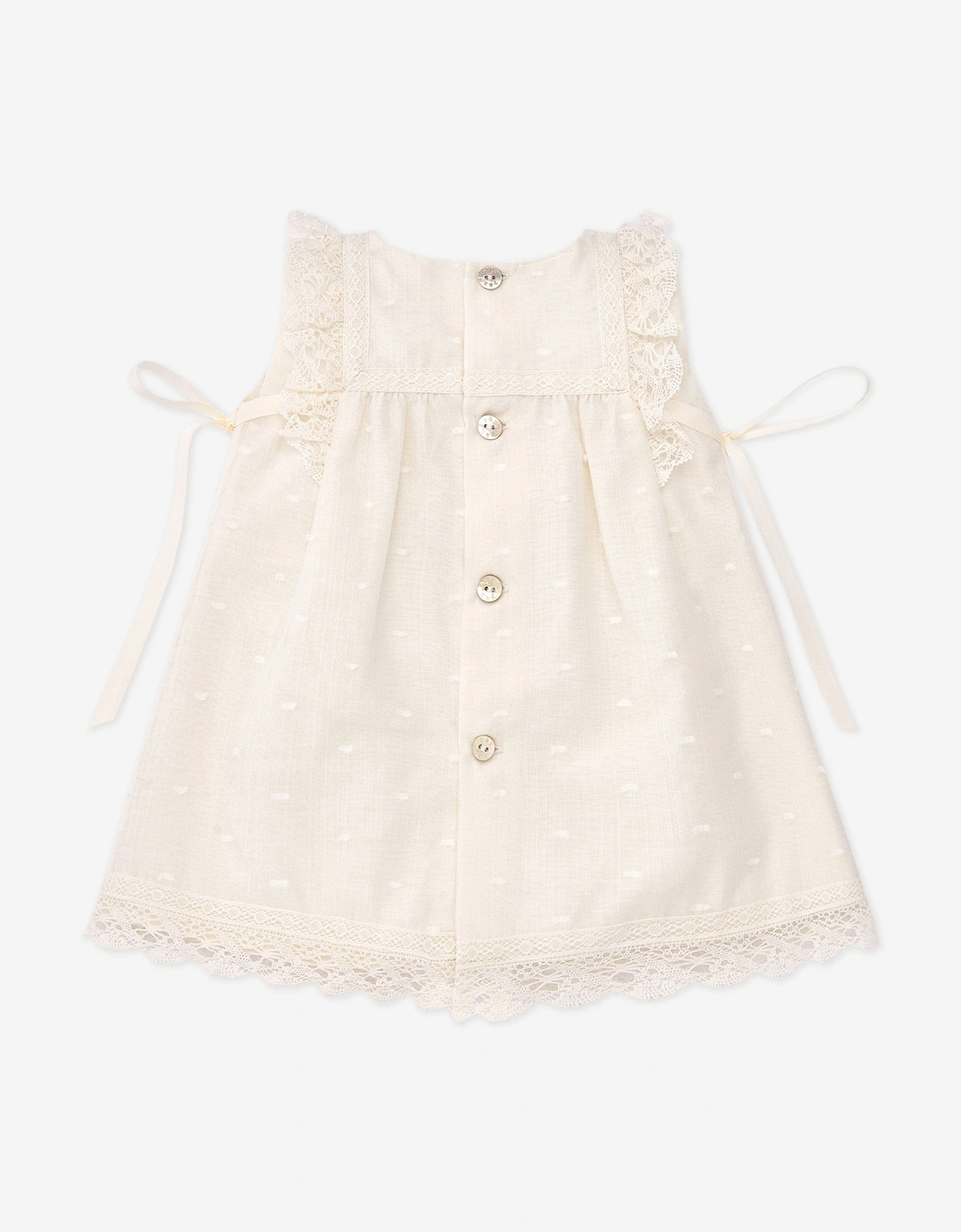 Baby Girls Lace Embroidered Dress in Beige