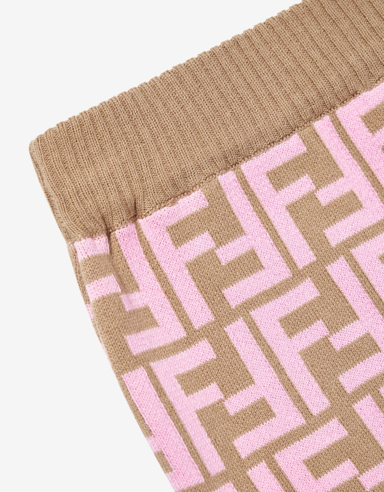 Girls FF Monogram Skirt in Brown