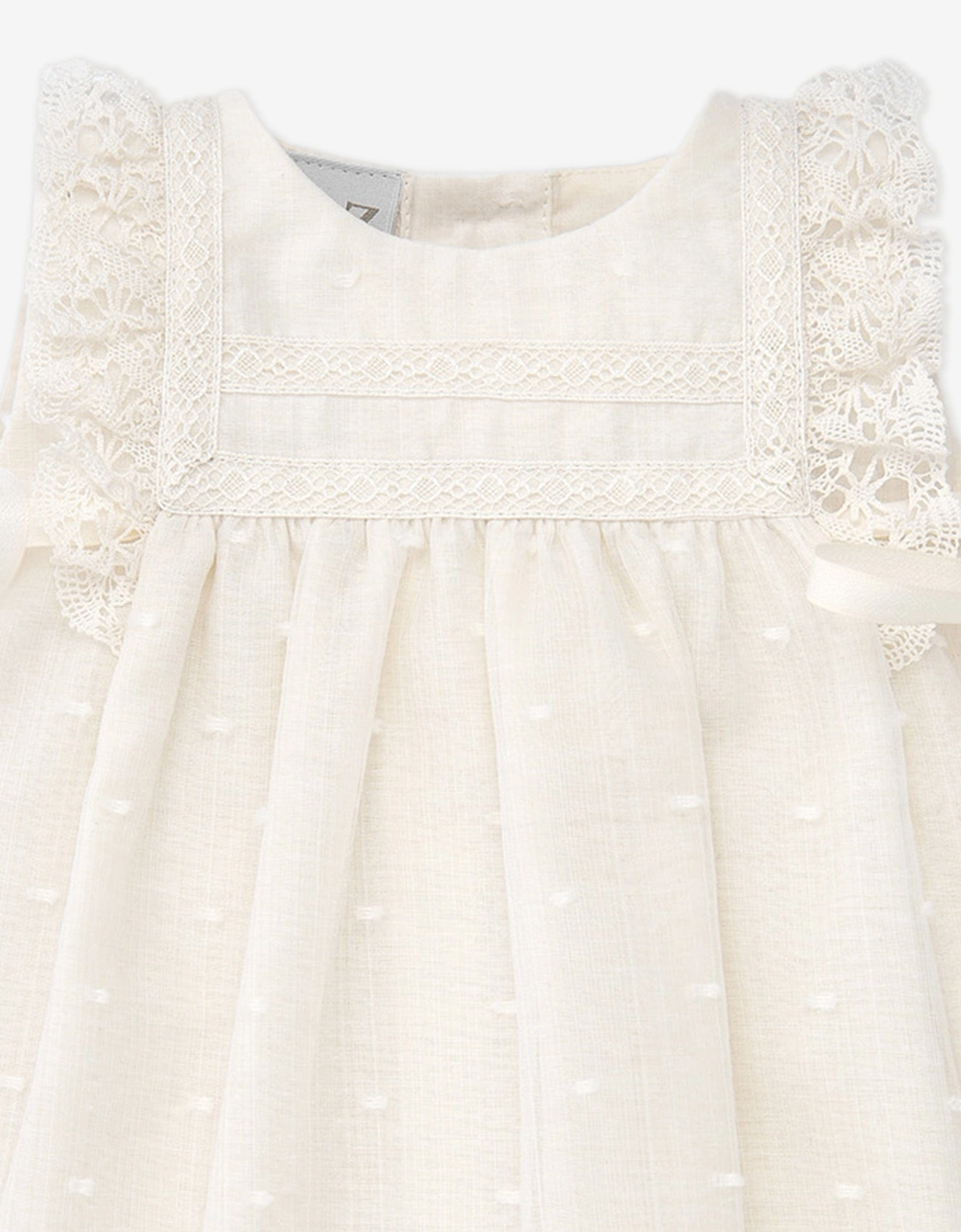 Baby Girls Lace Embroidered Dress in Beige