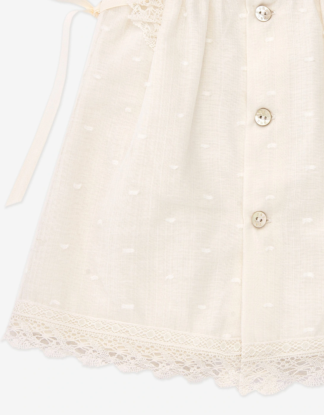 Baby Girls Lace Embroidered Dress in Beige