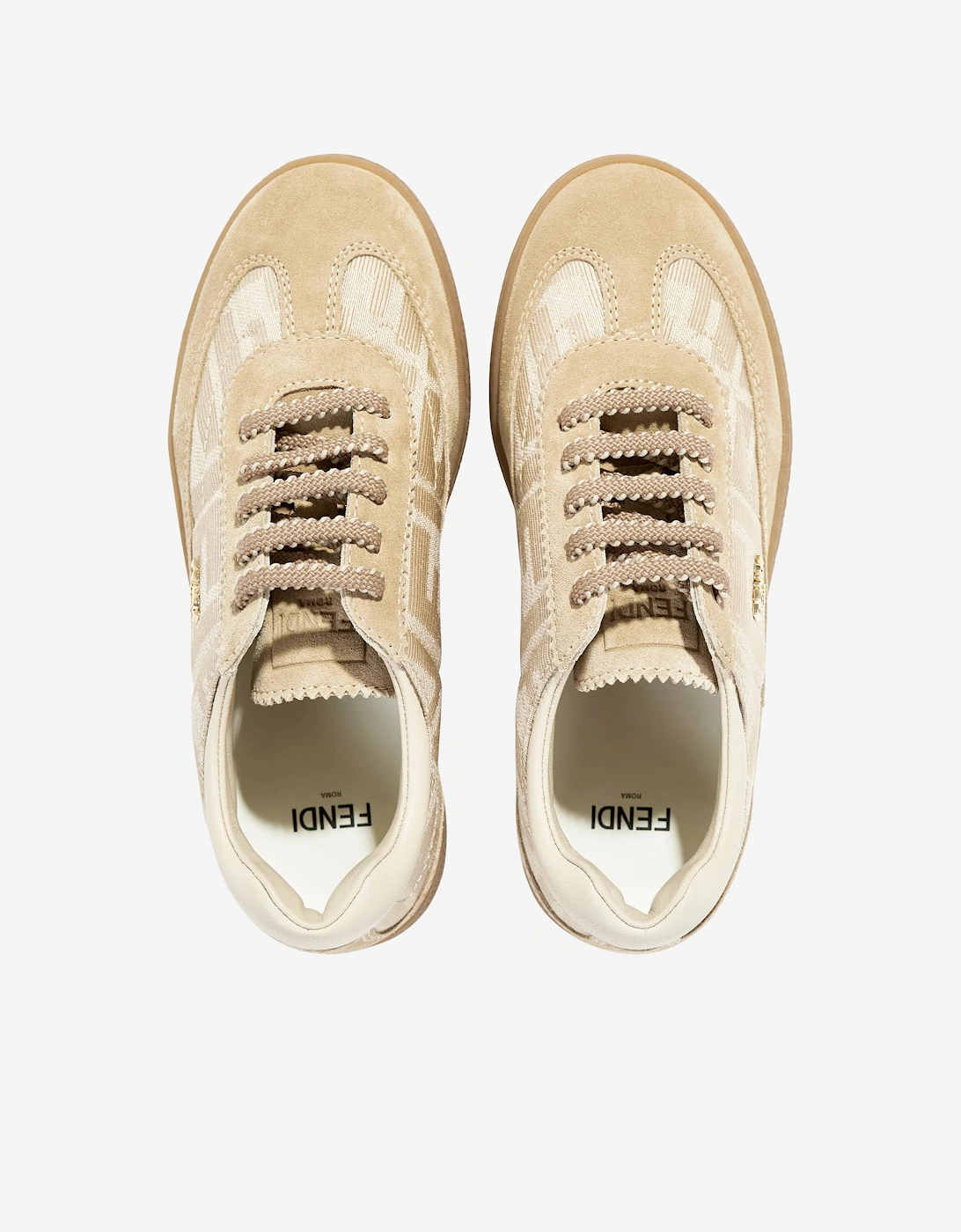 Kids Leather Logo Trainers in Beige