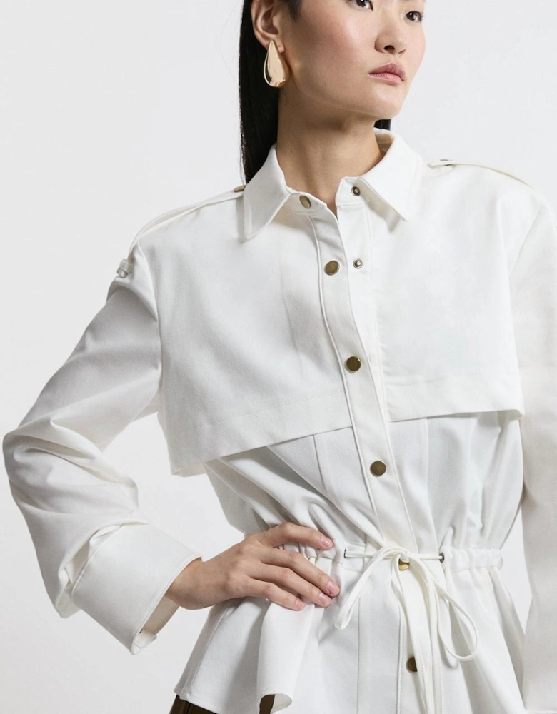 Petite Tailored Denim Grosgrain Waist Detail Jacket