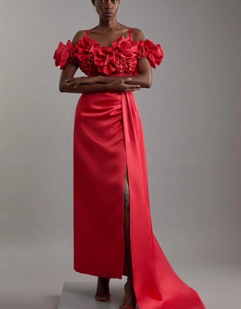 Petite Rosette Corset Lace Up Back Midaxi Dress