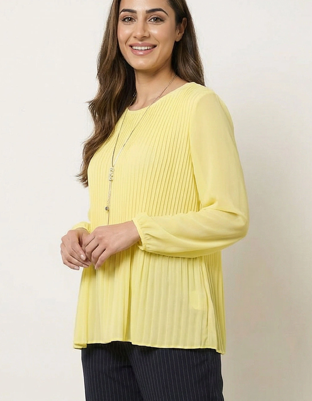 Lemon Long Sleeve Pleated Top, 2 of 1