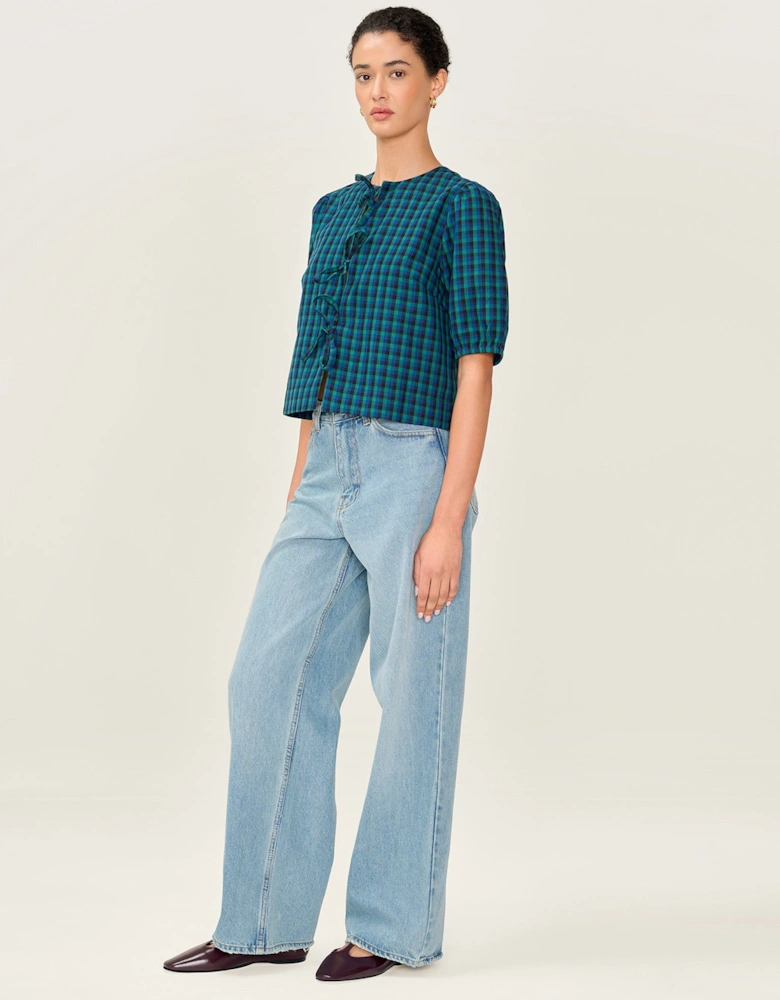 Apollo Blouse in Blue and Green Check