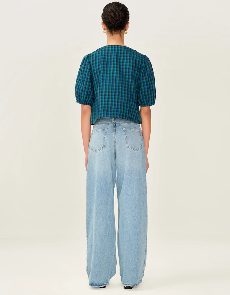 Apollo Blouse in Blue and Green Check