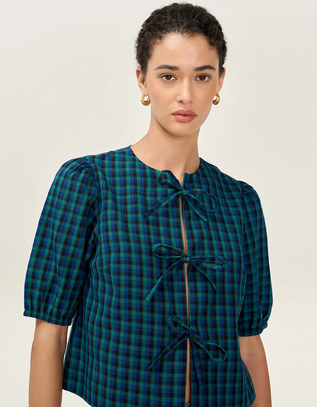 Apollo Blouse in Blue and Green Check, 8 of 7