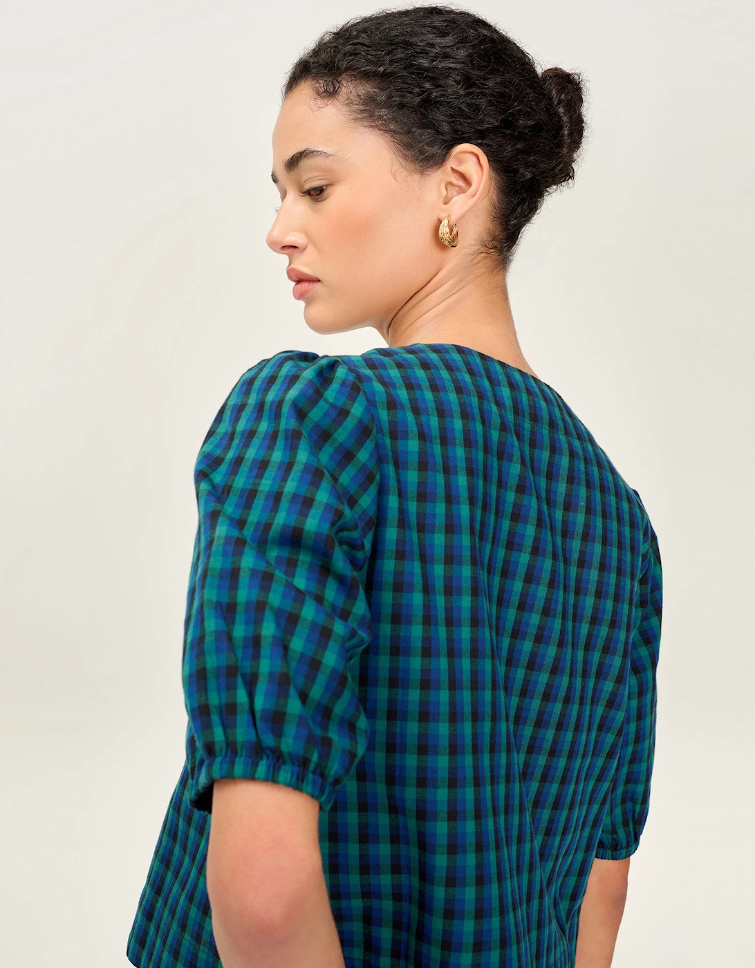 Apollo Blouse in Blue and Green Check