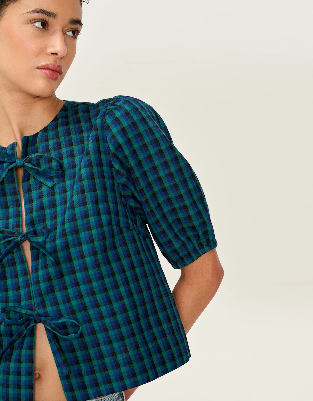 Apollo Blouse in Blue and Green Check