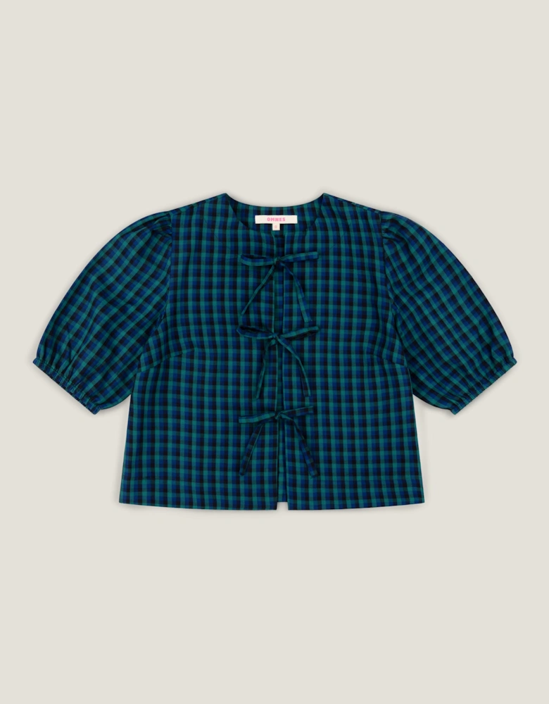 Apollo Blouse in Blue and Green Check