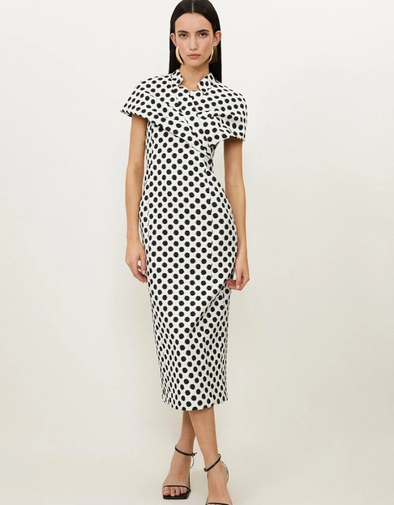 Petite Tailored Jacquard Spot Midi Pencil Dress