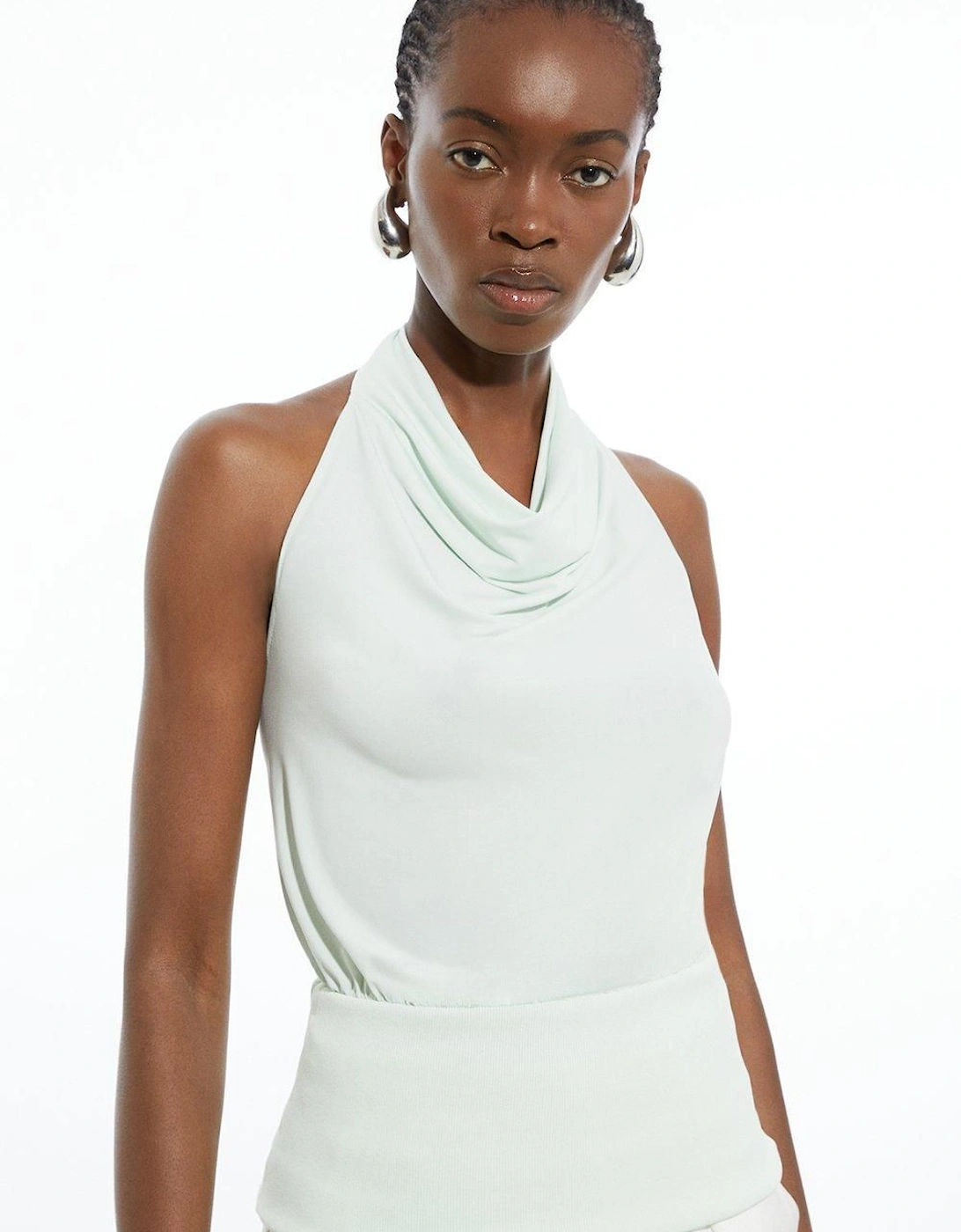 Jersey Knit Mix Halter Neck Top, 2 of 1
