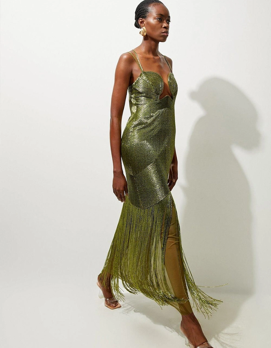 Petite Premium Embellished Draped Beaded Strappy Midi, 2 of 1