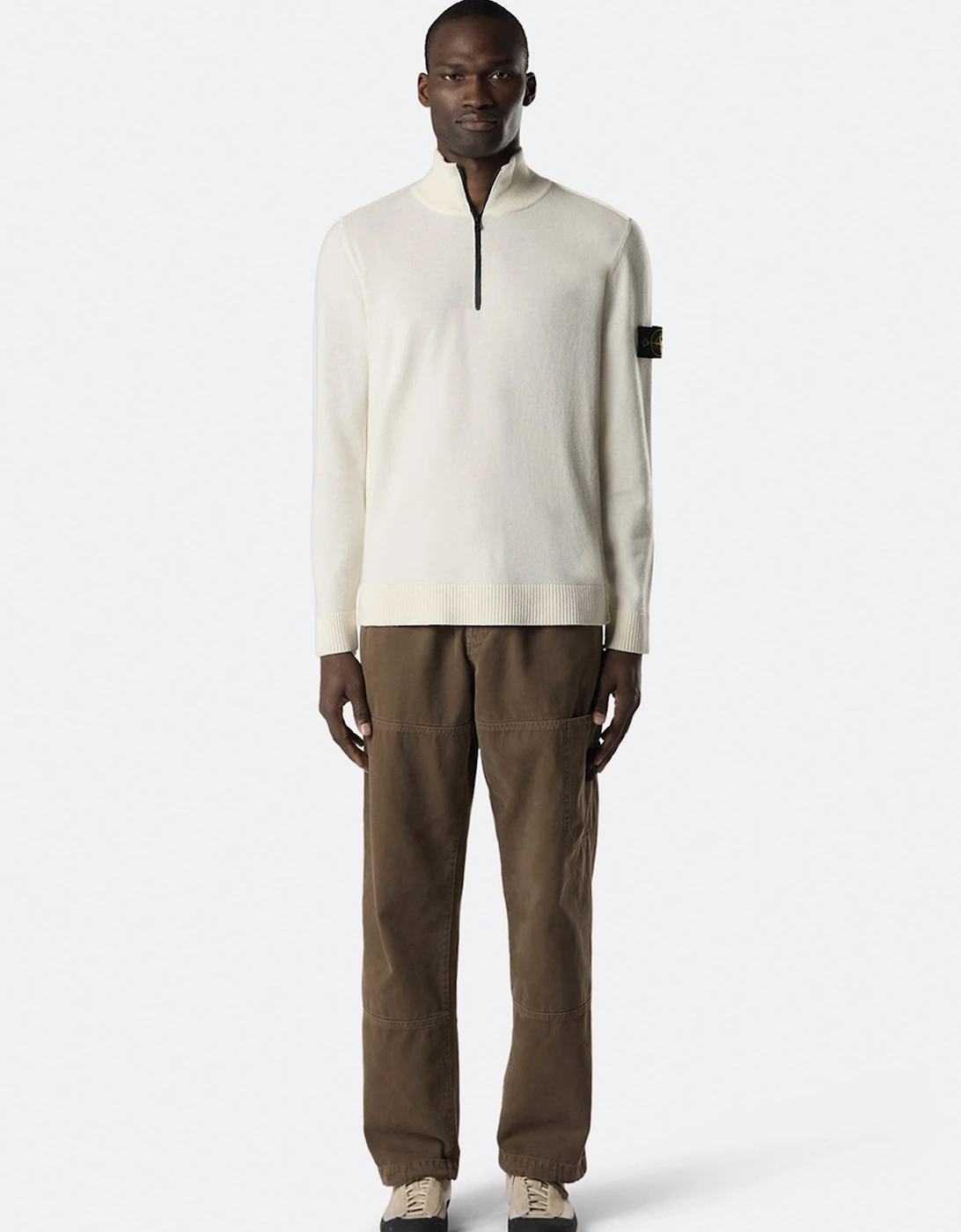S00B4 1/4 Zip Sweater Off White