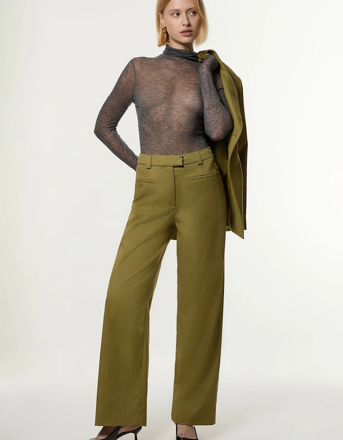 Petite Soft Structured Tailored Wide Leg Trousers, 2 of 1