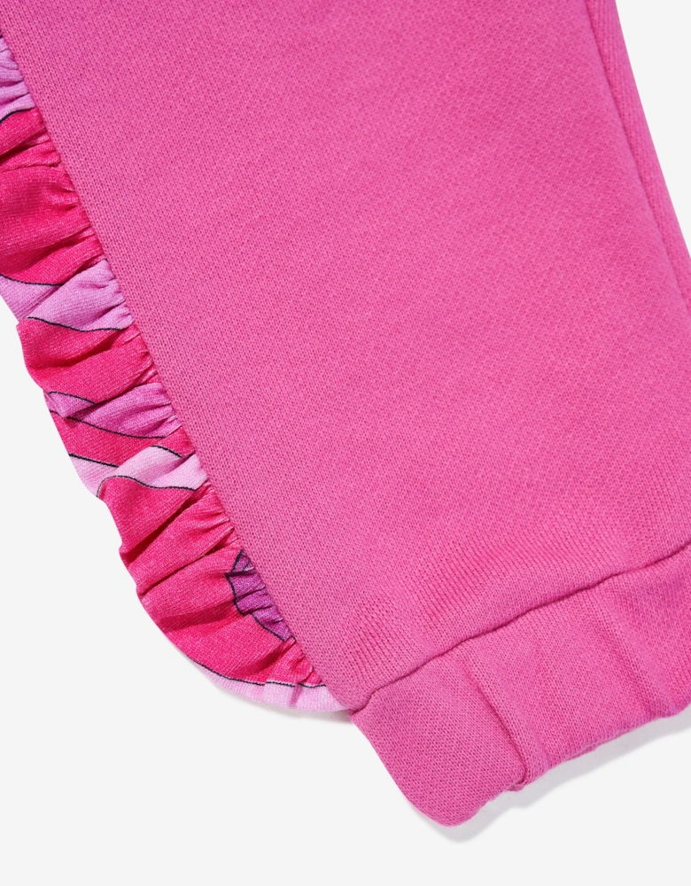 Baby Girls Ruffle Trim Joggers in Pink