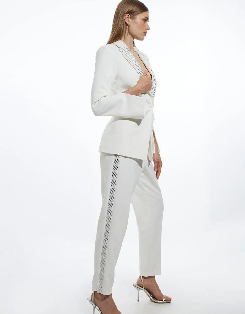 Tall Clean Tailored Hot Fix Split Hem Slim Leg Trousers