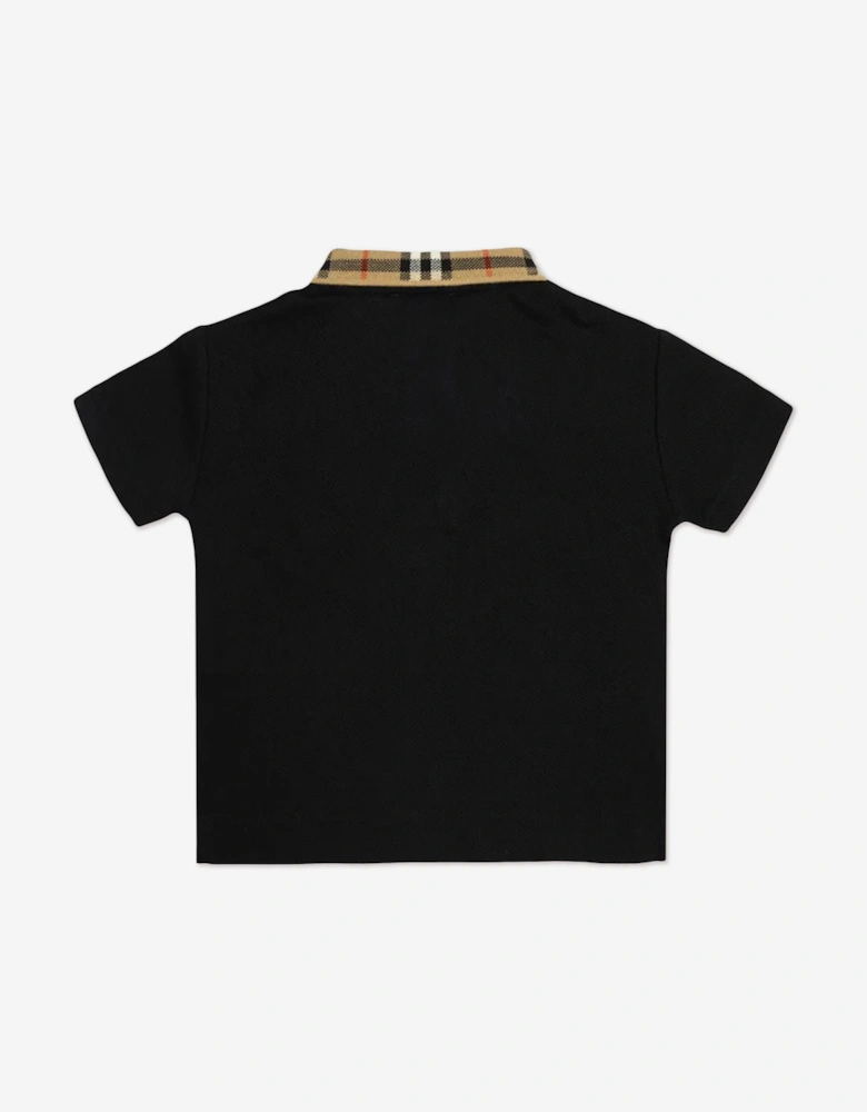 Baby Boys Johane Check Collar Polo Shirt in Black