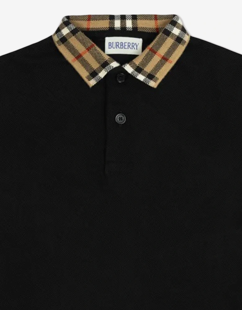 Baby Boys Johane Check Collar Polo Shirt in Black