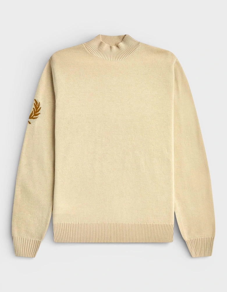 Laurel Wreath Mock Neck Jumper Oatmeal