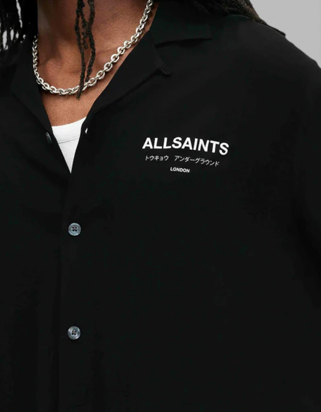 All Saints Underground Long Sleeve Relaxed Fit Shirt Black