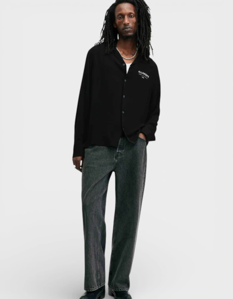 All Saints Underground Long Sleeve Relaxed Fit Shirt Black